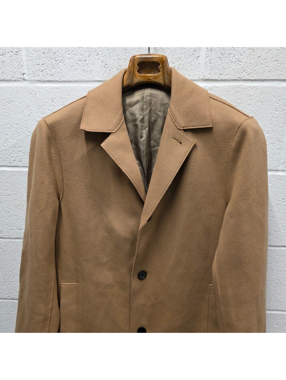 Theory Delancey Wool Blend Double Faced Overcoat M 22x42 camel luxurious